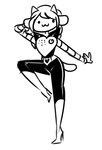 anthro clothed clothing hair pose simple_background solo white_body princesspeepo undertale undertale_(series) mettaton mettaton_ex temmie_(undertale) canid canine felid feline mammal tem monochrome