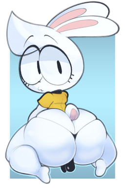 anthro balls_outline big_butt bikini bikini_bottom bikini_thong biped bottom_heavy bulge bulge_from_behind butt butt_focus clothed clothing detailed_bulge eyelashes femboy genital_outline head_tuft huge_butt ineffective_bottomwear ineffective_clothing looking_at_viewer looking_back male male_anthro penis_outline rabbit_ears rear_view shirt skimpy skimpy_bikini skimpy_bottomwear solo swimwear tail thick_thighs topwear tuft two-piece_swimsuit white_body ciavs ciavs_(chracter) lagomorph leporid mammal rabbit 2:3 hi_res
