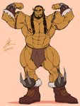 biceps boots bottomwear clothing flexing footwear loincloth male muscular muscular_humanoid muscular_male nipples not_furry one_eye_closed pecs shoes solo vein wink yongdasom blizzard_entertainment warcraft durotan_(warcraft) humanoid mammal orc 3:4