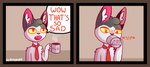 2020 anthro comic container cup dialogue digital_media_(artwork) domestic_cat drinking english_text felid feline felis fur glassshine hi_res holding_container holding_cup holding_object humor mammal necktie open_mouth simple_background solo speech_bubble steve_(glassshine) text uwu white_body white_fur yellow_eyes