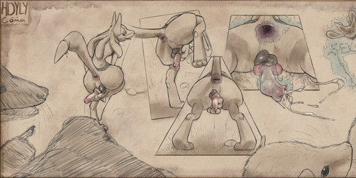 5_fingers accessory anatomically_correct anatomically_correct_genitalia anatomically_correct_penis animal_genitalia animal_penis anthro anus aroused aura backsack balls bear_ears biped blue_aura bodily_fluids boulder butt canine_genitalia canine_penis chest_spike claws cum cum_letter cum_on_ground cum_strand cumshot day digitigrade ejaculation erection exhibitionism facial_markings finger_claws fingers fur fur_markings furgonomics furry_tail gaping gaping_anus gaping_urethra genital_fluids genitals grass group hair hand_on_own_penis hand_on_penis head_markings holding_penis inviting knot leaking leaking_cum leaking_precum logo looking_at_another looking_back lying male male_anthro mane mane_hair markings mask_(marking) masturbation nude on_front open_mouth orgasm outside pawpads paws penile penile_masturbation penis penis_backwards penis_tuck perineum plant plantigrade precum presenting presenting_hindquarters public raised_tail rear_view requesting rock rubbing_against sex_request sheath short_fur simple_background smile spikes spikes_(anatomy) spread_anus spread_open spread_urethra spreading spreading_self standing tail tail_accessory teeth text textured_background three-quarter_view tongue tongue_out trio urethra urethral ursine_ears hdyly nintendo pokemon kuruk_(character) american_opossum bear brown_bear canid canine canis generation_4_pokemon grizzly_bear lucario mammal marsupial pokemon_(species) ursidae ursine 2025 artist_logo artist_name digital_drawing_(artwork) digital_media_(artwork) hi_res shaded signature sketch