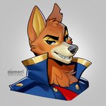 black_nose brown_body brown_fur eyebrows eyelashes fur male orange_body orange_fur simple_background smile solo white_background aomori disney talespin don_karnage canid canine canis mammal red_wolf wolf 1:1 2021 bust_portrait digital_media_(artwork) portrait