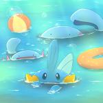 ambiguous_gender ball beach_ball bubble group happy inflatable inner_tube looking_at_viewer outside partially_submerged pool_toy smile swimming water waterscape hidden_mudkip nintendo pokemon generation_2_pokemon generation_3_pokemon marine mudkip pokemon_(species) quagsire wooper 1:1 digital_media_(artwork)