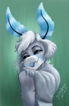 antennae_(anatomy) anthro black_eyes blep blue_antennae blue_markings blue_tongue compound_eyes fluffy fluffy_hair fur green_background grey_body grey_fur hair male markings multicolored_body multicolored_fur neck_tuft simple_background smile solo tongue tongue_out tuft white_muzzle goldidraws keen_la_lune_(syntaxblue) arthropod insect lepidopteran 2023 absurd_res bust_portrait digital_media_(artwork) hi_res painting_(artwork) portrait watermark