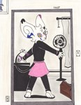 anthro barefoot big_ears bisexual_pride_colors black_clothing black_tail black_topwear blue_sclera blush blush_lines bottomwear box buckteeth cardboard cardboard_box cheek_markings cheek_tuft clothing container cup curtains desk eyelashes facial_markings facial_tuft feet female flag furniture head_markings head_tuft jewelry lgbt_pride long_tail looking_at_mirror looking_at_object looking_at_self markings mirror necklace orange_eyes paws picture_frame pink_bottomwear pink_clothing pink_nose pink_skirt power_outlet pride_colors radiator rotary_fan skirt solo table tail teeth topwear transgender_pride_colors tuft supersly-mouseguy control_freak riley_the_infamouse infamouse mammal mouse murid murine rodent absurd_res hi_res signature traditional_media_(artwork) trans_(lore) trans_woman_(lore)