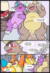after_sex after_transformation animal_genitalia bed black_border bodily_fluids border breath claws close-up comic confusion cum cum_inside dialogue english_text female feral floatzel furniture gender_transformation generation_1_pokemon generation_4_pokemon genital_fluids genitals hi_res kangaskhan leaking_cum lying male mtf_transformation nidorino nintendo nude nulloffset panting penile penis pokeball pokemon pokemon_(species) pussy sheath spread_legs spreading surprise tapering_penis text thought_bubble thumbless tongue tongue_out transformation