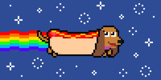 brown_body brown_fur collar female feral fur hot_dog_costume long_ears parody pink_collar solo sparkythedoggy hasbro nyan_cat_(copyright) pound_puppies pound_puppies_(2010) strudel canid canine canis dachshund domestic_dog hunting_dog mammal 2:1 digital_media_(artwork) hi_res pixel_(artwork)