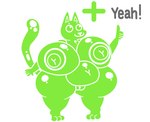 anthro belly big_breasts big_butt big_nipples breasts butt female genitals green_body huge_breasts hyper nipples nude pussy simple_background solo text thick_thighs white_background wide_hips dahliathefox miiverse nintendo yeah!_(miiverse) yeahcat_(dahliathefox) felid feline mammal english_text hi_res meme