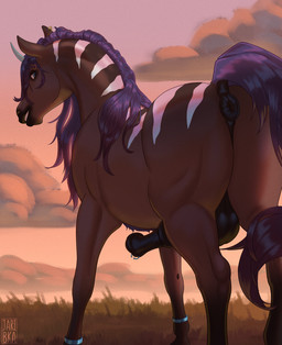 animal_genitalia animal_penis anus balls dock_(anatomy) ear_piercing ear_ring equine_anus equine_genitalia equine_penis eyebrow_piercing eyebrow_ring facial_piercing femboy feral fur genital_piercing genitals horn looking_back looking_pleasured male mane nose_piercing nose_ring outside penis penis_piercing piercing puffy_anus raised_tail ring_piercing smile solo tail tail_anus jaribka equid equine horse mammal digital_media_(artwork) hi_res