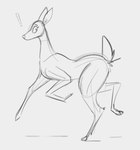 exclamation_point eyebrows feral hooves looking_at_viewer monotone_background quadruped scut_tail short_tail simple_background solo surprise tail schmutzo deer mammal 2023 digital_media_(artwork) hi_res monochrome sketch