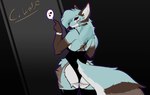 anthro arm_tuft big_tail black_clothing blue_body blue_border blue_fur blue_hair border breasts butt cheek_markings cheek_tuft clothing elbow_tuft eyelashes facial_markings facial_tuft featureless_breasts featureless_crotch female fluffy fluffy_tail fur fur_markings hair head_markings inner_ear_fluff legwear lingerie long_hair long_tail looking_at_viewer looking_back looking_back_at_viewer markings medium_breasts multicolored_body multicolored_ears multicolored_eyes multicolored_fur multicolored_tail narrowed_eyes navel pattern_background pointy_ears prick_ears rear_view seductive simple_background solo striped_body striped_fur stripes tail thick_eyelashes thick_thighs thigh_highs tuft white_body white_fur cynically_wolf ammy_(cynically_wolf) canid canine canis humanoid mammal wolf hi_res widescreen