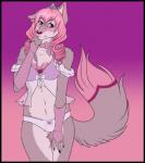 anthro clothing female lingerie looking_at_viewer purple_eyes solo lorena_(artist) canid canine canis mammal wolf