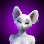 1:1 3d_(artwork) 3d_animation albino animated anthro big_ears breasts buckteeth cleavage clothed clothing digital_media_(artwork) ear_piercing ear_tag eyes_closed female fur looking_at_viewer low_res mammal mouse murid murine piercing red_eyes rodent short_playtime smile solo teeth whiskers white_body white_fur zorryn