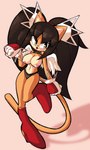 anthro areola bangs big_breasts black_hair breasts clothed clothing exposed_breasts female fur gloves hair handwear long_hair nipples panties solo tongue tongue_out topless twintails_(hairstyle) underwear yellow_body yellow_fur nanobutts sega sonic_the_fighters sonic_the_hedgehog_(series) honey_the_cat absurd_res hi_res