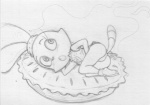 anthro clothing dessert dress female food micro panties pastry pie solo tail underwear young young_anthro young_female fluffy_(artist) cartoon_network chowder_(series) panini_(chowder) lagomorph leporid mammal rabbit monochrome