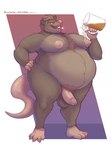 alcohol anthro beer belly beverage cigar genitals hair male moobs nipples nude overweight overweight_anthro overweight_male penis simple_background solo brownieclop mammal murid murine rat rodent hi_res