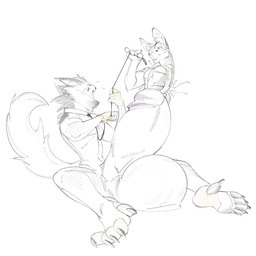 anthro balls bdsm big_balls big_penis bodily_fluids cock_vore collar cum cum_vore digestion duo ejaculation genital_fluids genitals huge_balls huge_penis hyper hyper_balls hyper_genitalia hyper_penis leash male male/male penile penis petplay roleplay vore goatjeph canid canine canis felid feline humanoid lynx mammal wolf 1:1 hi_res