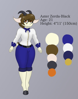 anthro belt bottomwear bow_(feature) brown_body brown_eye brown_fur brown_hair button_(fastener) clothed clothed_anthro clothed_male clothing collared_shirt color_swatch countershade_tail countershading dress_shirt facial_markings femboy fur hair head_markings hooves horn male markings mask_(marking) mouth_closed shirt shorts simple_background solo tail tan_body tan_fur text thick_thighs topwear zibdan aster_zerda-black bovid caprine goat mammal hi_res model_sheet