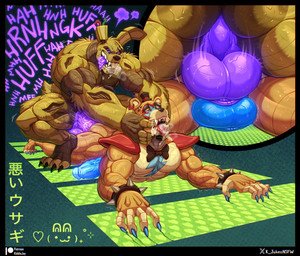 abstract_background anal anal_penetration anthro anthro_on_anthro anthro_penetrated anthro_penetrating anthro_penetrating_anthro balls balls_deep balls_touching barazoku bareback biceps big_balls big_butt big_muscles big_penis black_border bodily_fluids border bow_tie bracelet breath butt claws close-up clothing crouching cutaway deltoids drooling duo ear_piercing ear_ring erection eyebrows face_squish finger_in_mouth fish_hooking from_behind_position fucked_silly fur genitals glans hat headgear headwear heart_symbol huge_balls huge_butt huge_muscles huge_penis humanoid_genitalia humanoid_penis jewelry looking_pleasured lying machine male male/male male_penetrated male_penetrating male_penetrating_male markings motion_lines muscular muscular_anthro muscular_male narrowed_eyes notched_ear nude on_front open_mouth open_smile pecs penetration penile penile_penetration penis penis_in_ass piercing purple_balls purple_penis quads ring_piercing rough_sex saliva sex shoulder_pads simple_background smile sound_effects spiked_bracelet spikes squish sweat teeth text thick_arms thick_penis thick_thighs thrusting tongue tongue_out top_hat triceps tuft vein veiny_penis wire kiddie_jukes five_nights_at_freddy's five_nights_at_freddy's:_security_breach five_nights_at_freddy's_3 scottgames steel_wool_studios glamrock_freddy springtrap_(fnaf) animatronic bear lagomorph leporid mammal rabbit robot 2025 english_text hi_res japanese_text translated