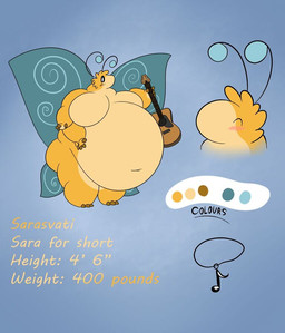3_toes 4_arms 4_fingers acoustic_guitar antennae_(anatomy) anthro belly big_belly big_breasts black_sclera blonde_hair blue_background blue_wings blush bracelet breasts brown_fingers color_swatch eyes_closed featureless_breasts feet female fingers fur guitar hair holding_guitar holding_musical_instrument holding_object huge_belly huge_breasts insect_wings jewelry lepidopteran_wings morbidly_obese morbidly_obese_anthro morbidly_obese_female mouthless multi_arm multi_limb multicolored_body multicolored_fur musical_instrument navel non-mammal_breasts nude nude_anthro nude_female obese obese_anthro obese_female overweight overweight_anthro overweight_female plucked_string_instrument short_hair simple_background solo standing stated_height stated_weight string_instrument text thick_thighs three-quarter_view toes two_tone_body two_tone_fur white_eyes wings yellow_body yellow_fur dragon-powah sarasvati_(nichara) arthropod insect lepidopteran moth 2016 character_name digital_drawing_(artwork) digital_media_(artwork) english_description english_text flat_colors model_sheet