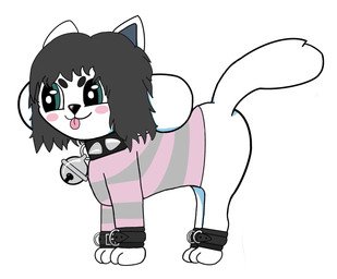 anthro bell bell_collar blush clothing collar cuff_(restraint) cuffs_(object) eyebrows feral leather lupin(feistyu) male restraints solo spiked_collar spikes sweater teal_eyes topwear feistyu undertale undertale_(series) fan_character temmie_(undertale) tem temmie_(species) digital_media_(artwork) hi_res