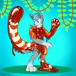 1:1 absurd_res ailurid anthro canid canine canis forest goo_transformation hi_res how2101 jungle latex latex_transformation male mammal plant red_panda solo transformation tree wolf