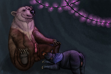 animal_genitalia animal_penis balls bottomless clothed clothing curious feral genitals hoodie intersex male paws penis plantigrade sheath sitting size_difference topwear ursine_penis vulva soursundew yamato_burr bear black_bear brown_bear grizzly_bear mammal ursine 3:2 hi_res