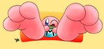 3_toes ambiguous_gender big_feet blush blush_stickers feet food foot_focus fruit holding_object huge_feet hyper hyper_feet leaf looking_at_viewer not_furry one_eye_closed pink_body plant simple_background smile solo spread_legs spreading toes tomato toony wink yellow_background yungknight kirby_(series) nintendo kirby waddling_head absurd_res hi_res story story_in_description