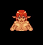 big_breasts breasts female huge_breasts not_furry solo mikituu elf humanoid 2d_animation animated digital_media_(artwork) frame_by_frame low_res motion_tweening pixel_(artwork) pixel_animation short_playtime