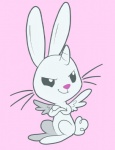 blue_background crossed_arms feathered_wings feathers feral fur horn male simple_background smile solo standing white_body white_fur wings pixel-prism friendship_is_magic hasbro my_little_pony angel_(mlp) lagomorph leporid mammal rabbit