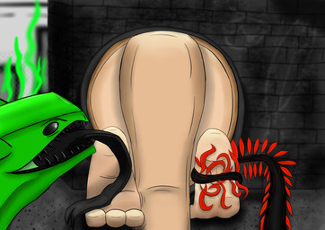 anthro blurred_background duo feet feral foot_fetish foot_lick foot_play licking male paws pipe rear_view stuck tail tail_coil thick_tail through_wall tickle_torture tickling tickling_feet tongue tklsfm rain_world videocult gourmand_(rain_world) green_lizard_(rain_world) lizard lizard_(rain_world) pole_plant_(rain_world) reptile scalie slugcat absurd_res hi_res