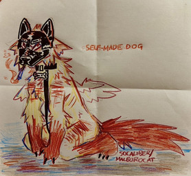 animal_mask anthro bdsm blood blood_on_hand bodily_fluids cigarette collar gore leather male mask multicolored_body petplay pup_mask puppyplay roleplay self-harm skinny smoking smoking_cigarette solo wings malborocat cal_(malborocat) berger_blanc_suisse canid canine canis domestic_dog herding_dog mammal pastoral_dog traditional_media_(artwork) trans_(lore) trans_man_(lore)