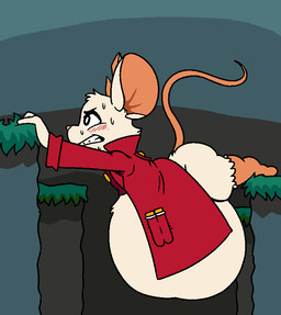 anthro belly big_belly big_butt blush bodily_fluids boots bottomless butt clenched_teeth clothed clothing coat female female_anthro footwear fur gold_buttons grass hanging_belly huge_belly hyper hyper_belly laboratory_equipment laboratory_glassware notched_ear obese obese_anthro obese_female orange_boots orange_clothing orange_footwear orange_inner_ear orange_tail overweight overweight_anthro overweight_female pink_nose plant red_clothing red_coat red_topwear scientific_instrument shoes solo sweat tail teeth test_tube topwear white_body white_fur fawxen mina_the_hollower yacht_club_games mina_(mina_the_hollower) mammal mouse murid murine rodent