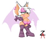 alternate_hairstyle anthro armwear bat big_breasts black_nose boots breasts cleavage clothed clothing ear_piercing ear_ring elbow_gloves eyeshadow female footwear gloves hair handwear hi_res high_heeled_boots high_heels lips makeup mammal piercing pink_eyeshadow pink_lips pink_wings ring_piercing rouge_the_bat sega short_stack simple_background solo sonic_the_hedgehog_(series) standing thick_thighs white_background white_hair wide_hips wings zayko39206424