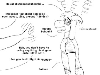 anthro dialogue duo female flustered gesture horn male spiral spiral_eyes text waving komododad deltarune undertale undertale_(series) asriel_dreemurr catty_cattenheimer boss_monster_(undertale) bovid caprine domestic_cat felid feline felis goat mammal 2025 4:3 black_and_white comic digital_media_(artwork) english_text hi_res monochrome