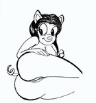 anthro black_hair breasts butt female genitals hair nude pigtails pussy simple_background solo reddragonkan looney_tunes warner_brothers petunia_pig domestic_pig mammal suid suina sus_(pig) monochrome traditional_media_(artwork)