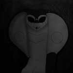 anthro breasts empty_eye_sockets empty_eyes female forked_tongue looking_at_viewer nude open_mouth snake_hood solo tongue tongue_out leprzil laura_(leprzil) cobra reptile scalie snake 1:1 2019 digital_media_(artwork) greyscale monochrome