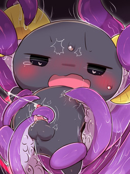 anthro anus balls black_background black_balls black_body blush bodily_fluids bovid_horn caprine_horn chibi cum cumshot ejaculation forced genital_fluids genitals heart_pupils heart_symbol horn male milking_tentacles nipple_fetish nipple_play nipple_suck open_mouth ram_horn rape restrained restrained_arms restrained_by_tentacles restrained_legs sex simple_background simple_eyes solo suckers sucking tentacle_rape tentacle_sex tentacles wet_tentacles badwingm lloromannic sanrio berry_(lloromannic) 3:4 hi_res