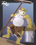 anthro belly black_nose bottomwear clothing humanoid_hands male overweight overweight_anthro overweight_male shirt shorts solo tank_top topwear reclamon lifewonders live_a_hero procy canid canine canis domestic_dog mammal 2020 4:5 hi_res