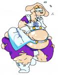 anthro belly bodily_fluids clothed clothing eyewear footwear fur glasses gloves green_eyes half-closed_eyes handwear legwear male narrowed_eyes overweight overweight_anthro overweight_male simple_background socks solo sweat thick_thighs toony wardrobe_malfunction weight_gain white_background lemon_tree_(artist) puyo_puyo puyo_puyo_tetris sega tetris ai_(puyo_puyo) canid canine canis domestic_dog mammal digital_media_(artwork)