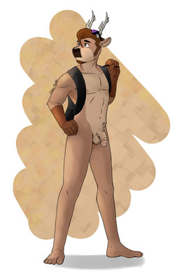 anthro antlers backpack balls bare_chest barefoot beard circumcised circumcision_scar eyewear eyewear_on_head facial_hair feet fur genital_scar genitals green_eyes hair horn male pecs penis scar solo sunglasses sunglasses_on_head wearing_sunglasses conditional_dnp gearfox98 hector_(gearfox98) deer mammal 2025 digital_drawing_(artwork) digital_media_(artwork) full-length_portrait hi_res portrait