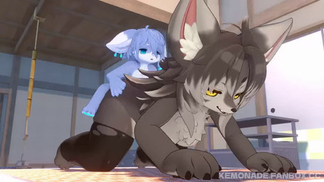 anal anthro balls blue_body blue_fur bouncing_balls breasts brown_body brown_fur doggystyle duo female from_behind_position fur genitals male male/female moan nipples pawpads paws penis sex size_difference young kemonade ku_(mofuaki) zil_(mofuaki) canid canine canis fox mammal wolf 3d_(artwork) 3d_animation animated censored digital_media_(artwork) long_playtime mosaic_censorship sound video