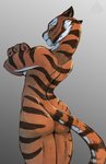 anthro areola athletic athletic_anthro athletic_female back_boob back_muscles black_stripes breasts butt crossed_arms female frown fur grey_background legs_together looking_at_viewer looking_back looking_back_at_viewer multicolored_body multicolored_fur muscular muscular_anthro muscular_female nude orange_body orange_fur pose quads rear_view red_eyes side_boob simple_background slim solo standing striped_body striped_fur stripes three-quarter_view two_tone_body two_tone_fur white_body white_fur yellow_sclera elicitie dreamworks kung_fu_panda master_tigress felid mammal pantherine tiger 2020 hi_res pinup portrait three-quarter_portrait