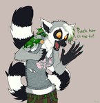 alternative_fashion anthro chelsea_hair_cut dialogue dreadlocks female glamfur punk solo tail text psychodjinn cthulhu_mythos h.p._lovecraft cthulhu lemur mammal primate ring-tailed_lemur strepsirrhine english_text