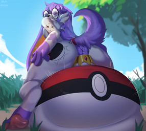 anthro anus balls big_balls butt cock_vore genitals huge_balls pawpads penile penis piercing thick_thighs vore blackrabbitshone lagomorph leporid mammal rabbit absurd_res hi_res
