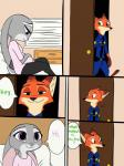 2017 3:4 anthro canid canine clothed clothing comic detailed_background dialogue digital_drawing_(artwork) digital_media_(artwork) disney english_text female flat_colors fox fur hi_res inside judy_hopps lagomorph leporid male mammal nick_wilde pregnant rabbit red_fox skelly_doll text true_fox zootopia