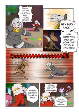 6_panel_comic ambiguous_gender anthro biped black_eyes black_text bodily_fluids brown_body claws clothing day dialogue exclamation_point eyelashes feral fight fighting_pose fur green_eyes group horn open_mouth outside pose purple_eyes quadruped red_eyes speech_bubble standing sweat sweatdrop tail talking_to_another text tongue white_sclera novaarts nintendo pokemon pokemon_mystery_dungeon spike_chunsoft aggron eeveelution espeon generation_2_pokemon generation_3_pokemon generation_8_pokemon humanoid medicham pokemon_(species) raboot 2025 absurd_res comic english_text hi_res