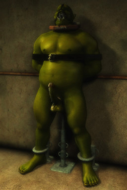 ball_gag balls erection gag gagged genitals humanoid_genitalia humanoid_penis humanoid_pointy_ears male muscular muscular_bottom muscular_humanoid muscular_male muscular_sub nipples not_furry nude one-bar_prison pecs penis pointy_ears restrained restraints solo submissive submissive_male torture tusks corwyn humanoid orc 2:3