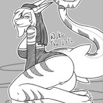 anthro butt butt_focus clothed clothing female no_underwear nun_outfit pose solo noke13 vee_scarf fish marine shark 1:1 monochrome pinup