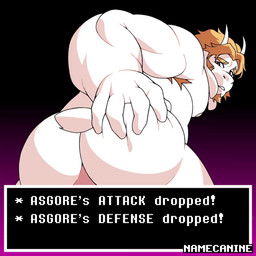 2_horns anal anal_penetration anthro anthro_focus anthro_on_anthro anthro_penetrated anthro_penetrating anthro_penetrating_anthro armpit_hair barazoku beard big_butt big_muscles big_pecs blonde_hair body_hair butt disembodied_penis duo erection facial_hair fur gameplay_mechanics genitals gradient_background hair half-closed_eyes horn looking_back looking_down male male/male male_focus male_penetrated male_penetrating male_penetrating_male muscular muscular_anthro muscular_male narrowed_eyes nipples nude pecs penetration penile penile_penetration penis penis_in_ass red_penis sex simple_background solo_focus text text_box thick_thighs vein veiny_penis white_body white_fur white_horn white_nipples namecanine undertale_(series) asgore_dreemurr ambiguous_species bovid caprine goat mammal 1:1 2026 2d_animation animated english_text loop